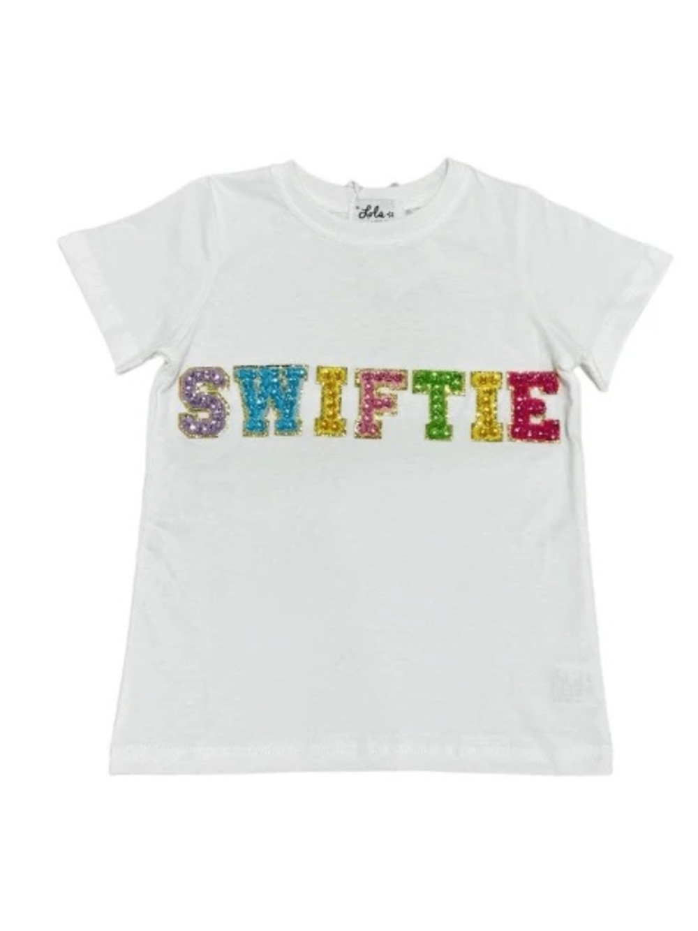 Lola + The Boys White 'SWIFTIE' Multicolor Sequin Tee